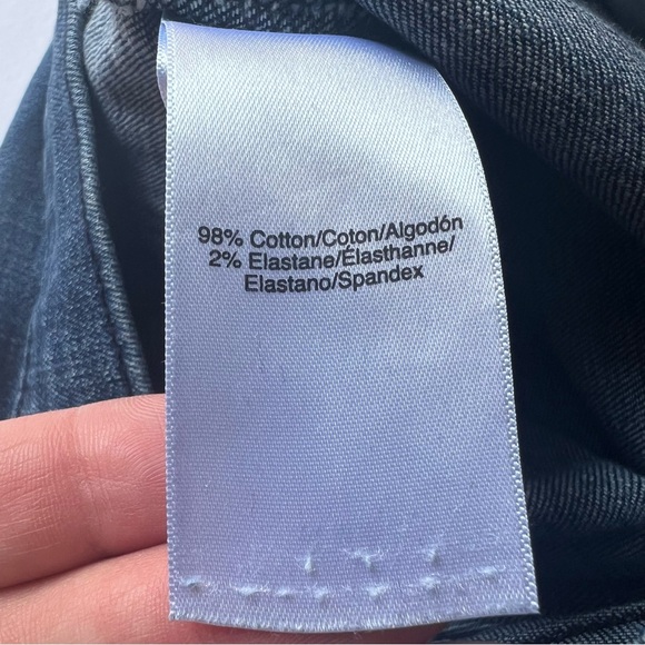 DKNY High Rise Dark Wash Distressed Skinny Straight Cut Off Jeans Size 29 - Picture 9 of 11